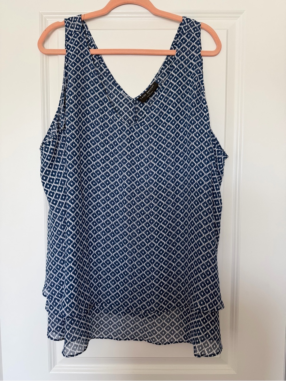 Lane Bryant Geometric V-Neck Sleeveless Top